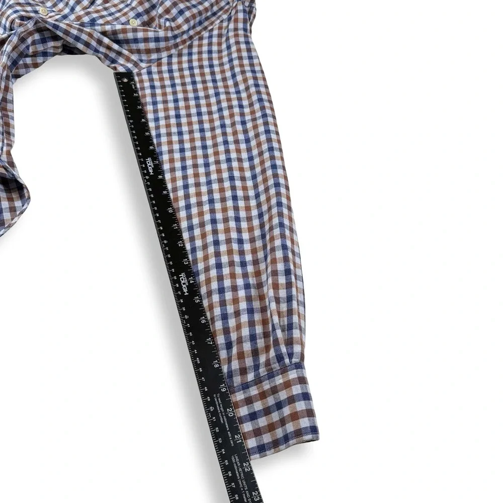 Onward Reserve Reserve Label‎ Blue Brown Gingham Cotton Button Down Shirt Mens L